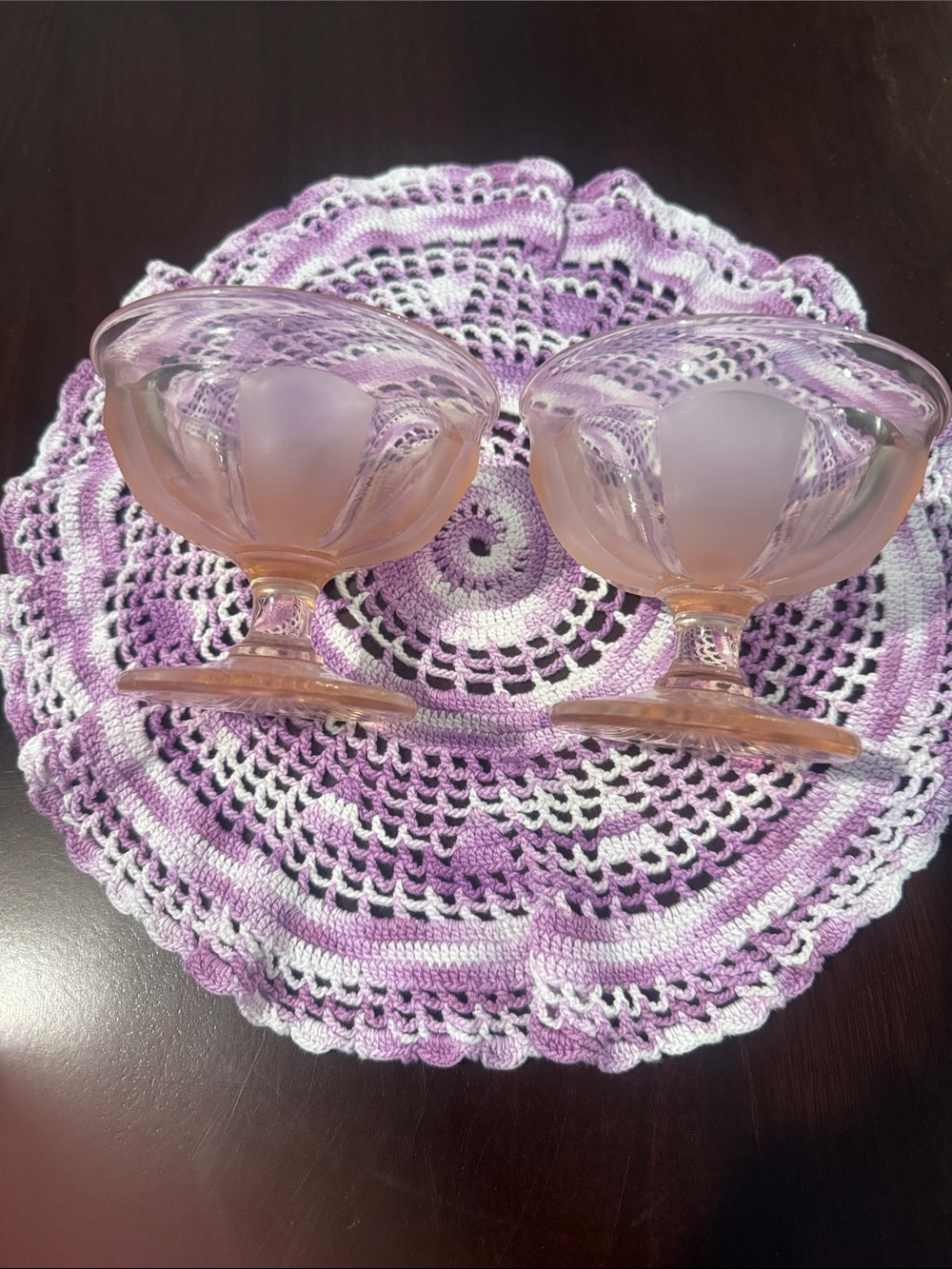 Vintage 1930’s Hazel Atlas Sherbet Glasses set of 2. Pink Depression Glass.